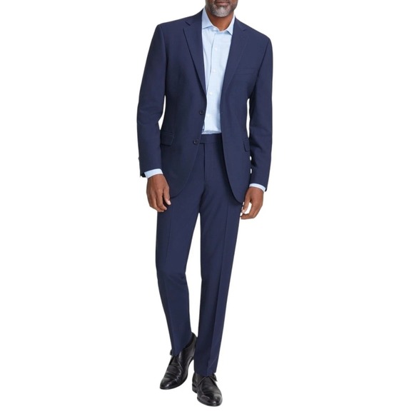 DKNY Men's Modern Fit 2-Piece Suit 38R Jacket 31W Pants Navy Blue Solid - Picture 2 of 13